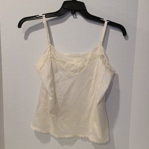 Medium-Vintage Women's Ivory Mel-Lin 100% Nylon Camisole Lace Adjustable Straps